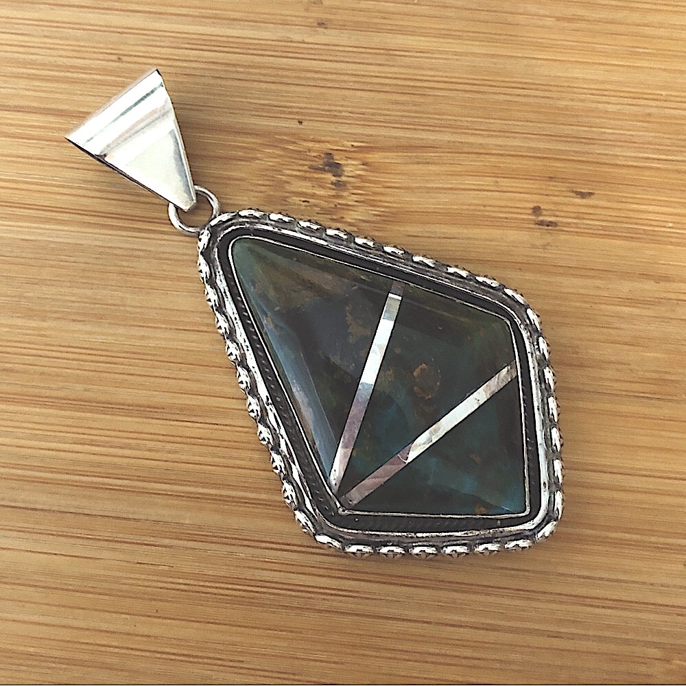 $435 Leonard Bruce Hodges Rare Navajo Estate Pendant Sterling Silver L.B.H.